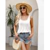 Zeagoo Women’s Summer Tank Tops 2026 Pleated Square Neck Loose Fit Casual Flowy Tunic Sleeveless Shirts(White)
