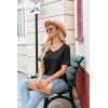 Zeagoo Womens Summer Tops Short Sleeve Casual Shirts Floral Tee Trendy 2026 Basics V Neck Plain Tshirt(A-black)