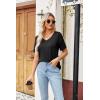 Zeagoo Womens Summer Tops Short Sleeve Casual Shirts Floral Tee Trendy 2026 Basics V Neck Plain Tshirt(A-black)