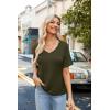 Zeagoo Womens Summer Tops Short Sleeve Casual Shirts Floral Tee Trendy 2026 Basics V Neck Plain Tshirt(Army Green)