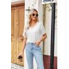 Zeagoo Womens Summer Tops Short Sleeve Casual Shirts Floral Tee Trendy 2026 Basics V Neck Plain Tshirt(A-white)