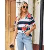 Zeagoo Womens Summer Tops Short Sleeve Casual Shirts Floral Tee Trendy 2026 Basics V Neck Plain Tshirt(Bf98)