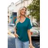 Zeagoo Womens Summer Tops Short Sleeve Casual Shirts Floral Tee Trendy 2026 Basics V Neck Plain Tshirt(Blue Green)