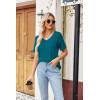 Zeagoo Womens Summer Tops Short Sleeve Casual Shirts Floral Tee Trendy 2026 Basics V Neck Plain Tshirt(Blue Green)