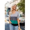 Zeagoo Womens Summer Tops Short Sleeve Casual Shirts Floral Tee Trendy 2026 Basics V Neck Plain Tshirt(Jh595)