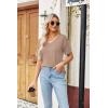 Zeagoo Womens Summer Tops Short Sleeve Casual Shirts Floral Tee Trendy 2026 Basics V Neck Plain Tshirt(Khaki)