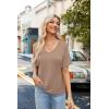 Zeagoo Womens Summer Tops Short Sleeve Casual Shirts Floral Tee Trendy 2026 Basics V Neck Plain Tshirt(Khaki)