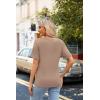Zeagoo Womens Summer Tops Short Sleeve Casual Shirts Floral Tee Trendy 2026 Basics V Neck Plain Tshirt(Khaki)