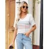 Zeagoo Womens Summer Tops Short Sleeve Casual Shirts Floral Tee Trendy 2026 Basics V Neck Plain Tshirt(Tw668)