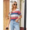 Zeagoo Womens Summer Tops Short Sleeve Casual Shirts Floral Tee Trendy 2026 Basics V Neck Plain Tshirt(Tw670)