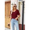 Zeagoo Womens Summer Tops Short Sleeve Casual Shirts Floral Tee Trendy 2026 Basics V Neck Plain Tshirt(Wine Red)