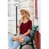 Zeagoo Womens Summer Tops Short Sleeve Casual Shirts Floral Tee Trendy 2026 Basics V Neck Plain Tshirt(Wine Red)