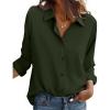 ZEAGOO Button Down Shirt for Women Long Sleeve Blouses Floral Printed Tops Business Casual Work Outfits S-XXL(C-army Green-stain Shield)