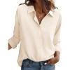 ZEAGOO Button Down Shirt for Women Long Sleeve Blouses Floral Printed Tops Business Casual Work Outfits S-XXL(C-beige-stain Shield)