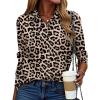 ZEAGOO Button Down Shirt for Women Long Sleeve Blouses Floral Printed Tops Business Casual Work Outfits S-XXL(Leopard Print)