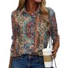 ZEAGOO Button Down Shirt for Women Long Sleeve Blouses Floral Printed Tops Business Casual Work Outfits S-XXL(Multicolor 721)