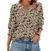 Zeagoo 3/4 Length Sleeve Womens Tops 2025 Floral Womens Blouses V Neck TunicTops with Smocked Cuffs(Apricot Back Floral)