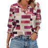 Zeagoo 3/4 Length Sleeve Womens Tops 2025 Floral Womens Blouses V Neck TunicTops with Smocked Cuffs(Multicolor Plaid 509)