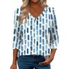 Zeagoo 3/4 Length Sleeve Womens Tops Casual V Neck Shirts Soft Basic Tees Business Work Blouses(Blue White Stripe)