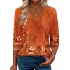 Zeagoo 3/4 Length Sleeve Womens Tops Casual V Neck Shirts Soft Basic Tees Business Work Blouses(Caremel Print)