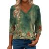 Zeagoo 3/4 Length Sleeve Womens Tops Casual V Neck Shirts Soft Basic Tees Business Work Blouses(Mz839)