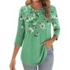 Zeagoo 3/4 Length Sleeve Womens Tops Crew Neck Loose Fit Shirts Pleated Cute Clothes Dressy Casual 2026 Summer Tunics(Bf180)