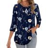Zeagoo 3/4 Length Sleeve Womens Tops Crew Neck Loose Fit Shirts Pleated Cute Clothes Dressy Casual 2026 Summer Tunics(Bf318)
