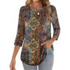 Zeagoo 3/4 Length Sleeve Womens Tops Crew Neck Loose Fit Shirts Pleated Cute Clothes Dressy Casual 2026 Summer Tunics(Mz721)
