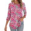 Zeagoo 3/4 Length Sleeve Womens Tops Crew Neck Loose Fit Shirts Pleated Cute Clothes Dressy Casual 2026 Summer Tunics(Mz750)