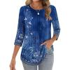 Zeagoo 3/4 Length Sleeve Womens Tops Crew Neck Loose Fit Shirts Pleated Cute Clothes Dressy Casual 2026 Summer Tunics(Mz845)