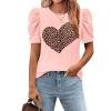 Zeagoo Blouse for Women Dressy Casual Puff Short Sleeve Boho Tops Fashion Floral Crew Neck Tunic Shirts Summer Clothes(Ax49)