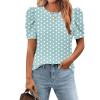 Zeagoo Blouse for Women Dressy Casual Puff Short Sleeve Boho Tops Fashion Floral Crew Neck Tunic Shirts Summer Clothes(Jh532)