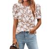 Zeagoo Blouse for Women Dressy Casual Puff Short Sleeve Boho Tops Fashion Floral Crew Neck Tunic Shirts Summer Clothes(Sf295)