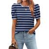 Zeagoo Blouse for Women Dressy Casual Puff Short Sleeve Boho Tops Fashion Floral Crew Neck Tunic Shirts Summer Clothes(Tw875)