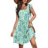 Zeagoo Boho Mini A-line Dress 2025 Womens Summer Dress Casual Ruffle Tiered Floral Square Neck Sundresses Beach with Pockets(Light Blue Floral)