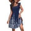 Zeagoo Boho Mini A-line Dress 2025 Womens Summer Dress Casual Ruffle Tiered Floral Square Neck Sundresses Beach with Pockets(Navy Floral)