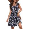 Zeagoo Boho Mini A-line Dress 2025 Womens Summer Dress Casual Ruffle Tiered Floral Square Neck Sundresses Beach with Pockets(Purple Floral)