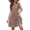 Zeagoo Boho Mini A-line Dress 2025 Womens Summer Dress Casual Ruffle Tiered Floral Square Neck Sundresses Beach with Pockets(Red White Floral)