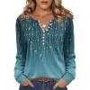 Zeagoo Fall Tops for Women Long Sleeve Button Up Shirts Floral Tunics V Neck Pullover Blouse(Blue Floral)