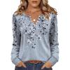 Zeagoo Fall Tops for Women Long Sleeve Button Up Shirts Floral Tunics V Neck Pullover Blouse(Grey Floral 01)