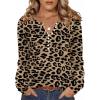 Zeagoo Fall Tops for Women Long Sleeve Button Up Shirts Floral Tunics V Neck Pullover Blouse(Leopard Print)