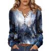 Zeagoo Fall Tops for Women Long Sleeve Button Up Shirts Floral Tunics V Neck Pullover Blouse(Mixed Blue)