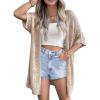 Zeagoo Lightweight Summer Crochet Cardigan for Women Short Sleeve Kimono Boho Oversized Open Front Knitted Cardigan(Beige)
