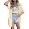 Zeagoo Lightweight Summer Crochet Cardigan for Women Short Sleeve Kimono Boho Oversized Open Front Knitted Cardigan(Cream Beige)