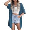 Zeagoo Lightweight Summer Crochet Cardigan for Women Short Sleeve Kimono Boho Oversized Open Front Knitted Cardigan(Dark Blue)