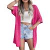 Zeagoo Lightweight Summer Crochet Cardigan for Women Short Sleeve Kimono Boho Oversized Open Front Knitted Cardigan(Hot Pink)