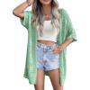 Zeagoo Lightweight Summer Crochet Cardigan for Women Short Sleeve Kimono Boho Oversized Open Front Knitted Cardigan(Light Green)