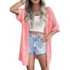 Zeagoo Lightweight Summer Crochet Cardigan for Women Short Sleeve Kimono Boho Oversized Open Front Knitted Cardigan(Pink)