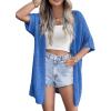 Zeagoo Lightweight Summer Crochet Cardigan for Women Short Sleeve Kimono Boho Oversized Open Front Knitted Cardigan(Royal Blue)