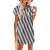 Zeagoo Summer Dresses for Women 2026 Cotton Button Down Short Sleeve Tshirt Dresses Casual Mini Beach Dress(Black+white Stripe 02)